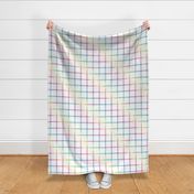 ticking stripe plaid - rainbow 3" on white