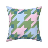 LARGE • Alpine Houndstooth 80s Revival 1. Kaki, blue, pink #spoonflowercollection