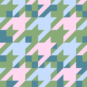 LARGE • Alpine Houndstooth 80s Revival 1. Kaki, blue, pink #spoonflowercollection