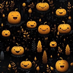 Happy Pumpkins on Black