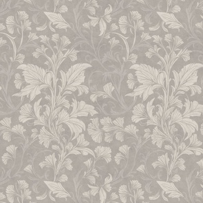 William Morris Style Coordinating Pattern Light Grey  Smaller Scale