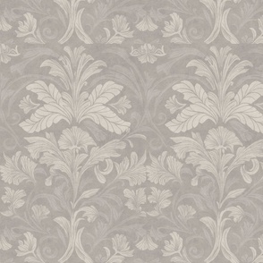 William Morris Style Coordinating Pattern Light Grey  II Smaller Scale