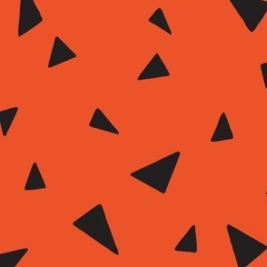 Orange Black Triangles Fabric, Wallpaper and Home Decor