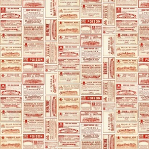 red vintage pharmacy labels