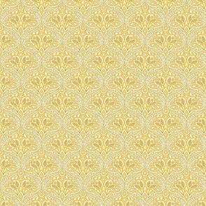 (S) French Country Medallion Ogee Sunshine Yellow Modern Damask