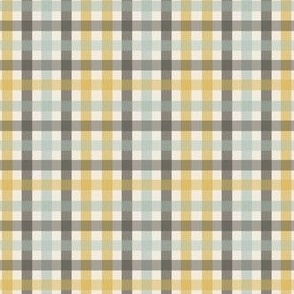 Blue gray and yellow plaid 2x2