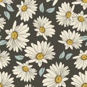 Vintage Flowers on dark gray 6x6