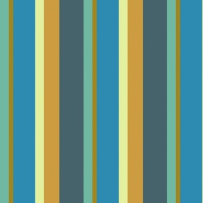 Gold, Blue, Teal and Turquoise stripes
