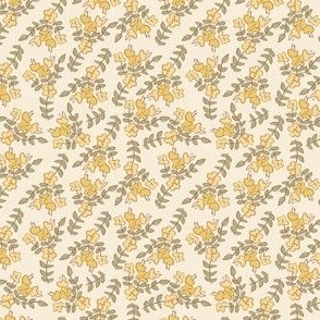 Yellow flowers on cream 3x3