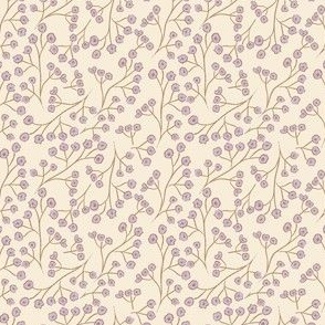 Purple flowers on cream 3x3