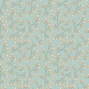 Cream flowers on blue 3x3