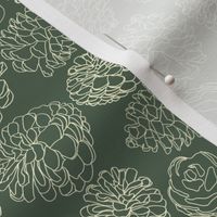 Pinecone lines - Cream on Sage Green  