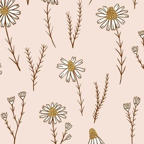 Delicate daisy flowers  in dusty pink - Medium scale