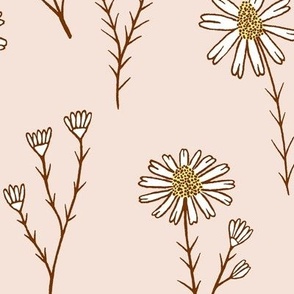 Delicate daisy flowers  in dusty pink - Large scale