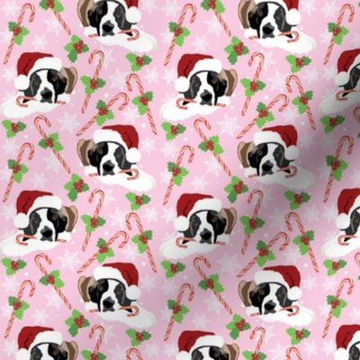 small print // St bernard dog christmas with candy canes and snowflakes