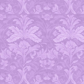 William Morris Style Coordinating Pattern For Rose Skull Gothic Pattern Pastel Purple Smaller Scale