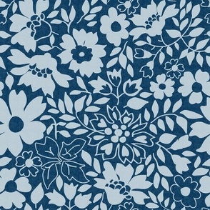 Cambridge Floral Powder Blue on Navy