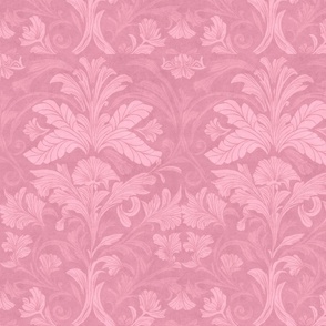 William Morris Style Coordinating Pattern For Rose Skull Gothic Pattern Pastel Pink Smaller Scale