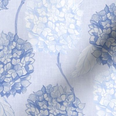 M Layered Hydrangea flowers climbing in soft monochromatic periwinkle blue rococo Small