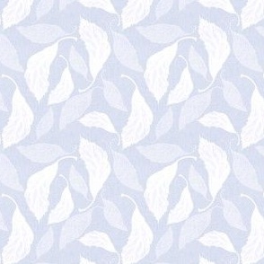 Micro tossed hydrangea floral leaves in monochromatic periwinkle blue 