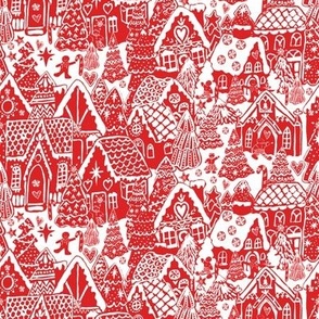 Candyland gingerbread village in red and White