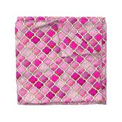 Pink Moroccan Tile in watercolor shades of Magenta and fuchsia or blush and pale pink