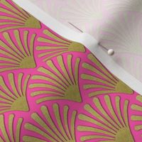 Art Deco  hot pink and gold fans, a coordinate for my  cool pink waterlily collection