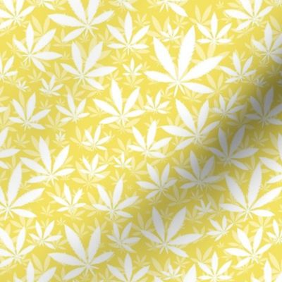 Smaller Scale Marijuana Cannabis Leaves Buttercup Yellow on White