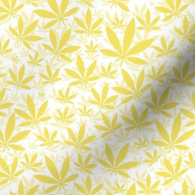 Smaller Scale Marijuana Cannabis Leaves Buttercup Yellow on White