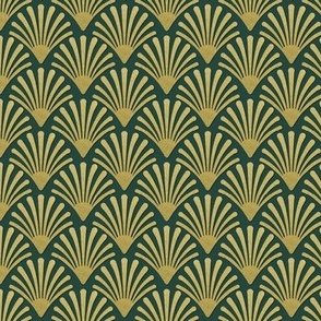 Art Deco dark green and gold fans, a coordinate for my  cool pink waterlily collection