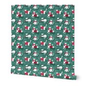 Cute white Christmas cats green Wb23 medium scale