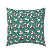 Cute white Christmas cats green Wb23 medium scale