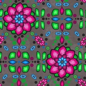 Textured Flower Mandala - Pink and Green