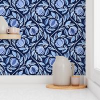 Moody Blue Stylized Floral - medium