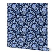 Moody Blue Stylized Floral - medium