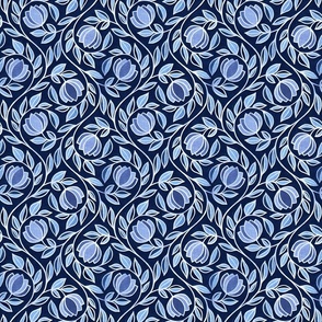Moody Blue Stylized Floral - small