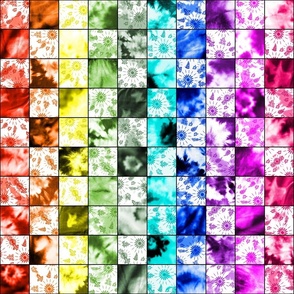 Rainbow Shibori Checkerboard Tiles 