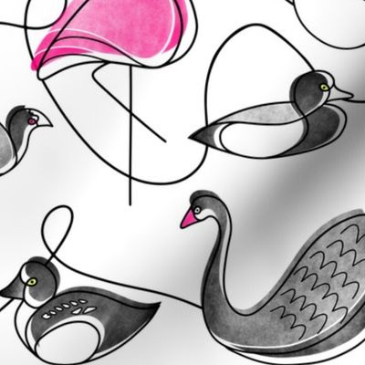 Wetland Birds – MEDIUM – Multi Watercolour Doodles