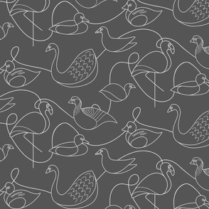 Wetland Birds – MEDIUM – Mono Grey Doodles