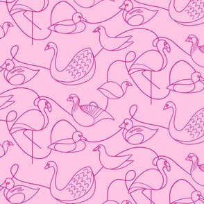 Wetland Birds – MEDIUM – Mono Pink Doodles