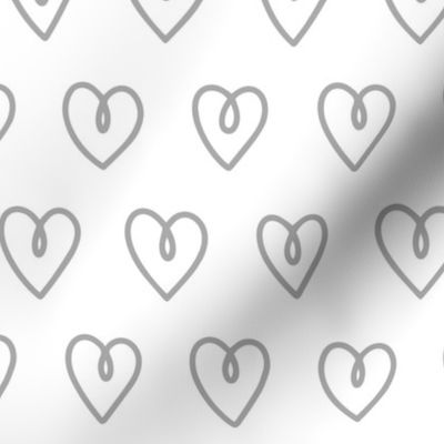 Doodle Hearts – MEDIUM – White & Grey