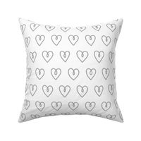 Doodle Hearts – MEDIUM – White & Grey