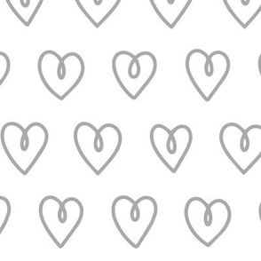 Doodle Hearts – MEDIUM – White & Grey