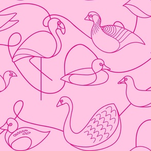 Wetland Birds – LARGE – Mono Pink Doodles