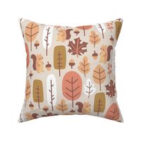 Autumn Woodland: Fall Thanksgiving V3 Forest Leaves Squirrel Nuts Acorns Autumn Leaves - L