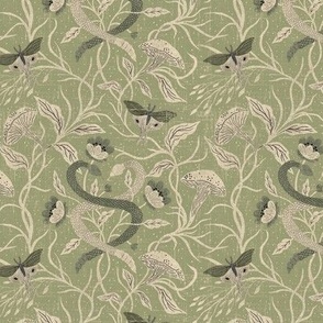 small - whimsical gothic - muted green