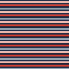 Midnight Navy Horizontal Stripe Navy Slate Blue and Coral Shades