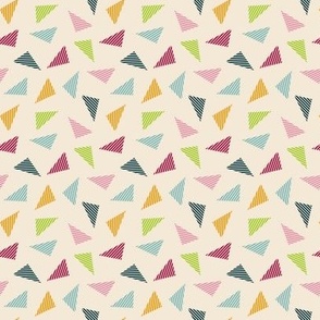 (S) Colorful vintage triangles on beige with lines