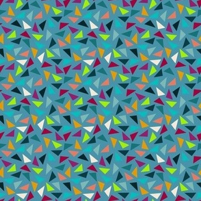 (S) Colorful vintage triangles on cerulean