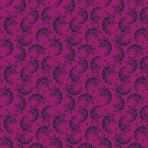 (S) Palm tree leaves in black whimsical on bright retro magenta violet